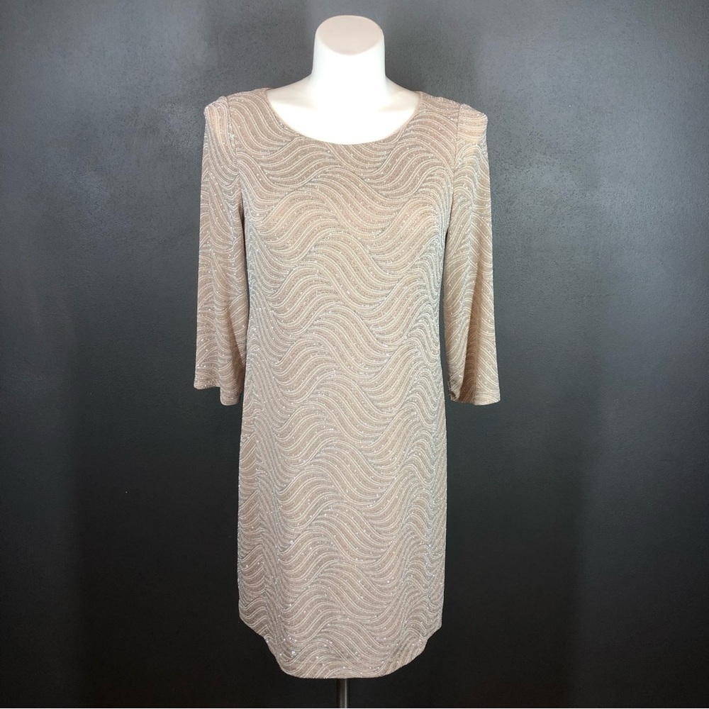Jessica Howard 3/4 Sleeve Glitter Sheath Dress 14